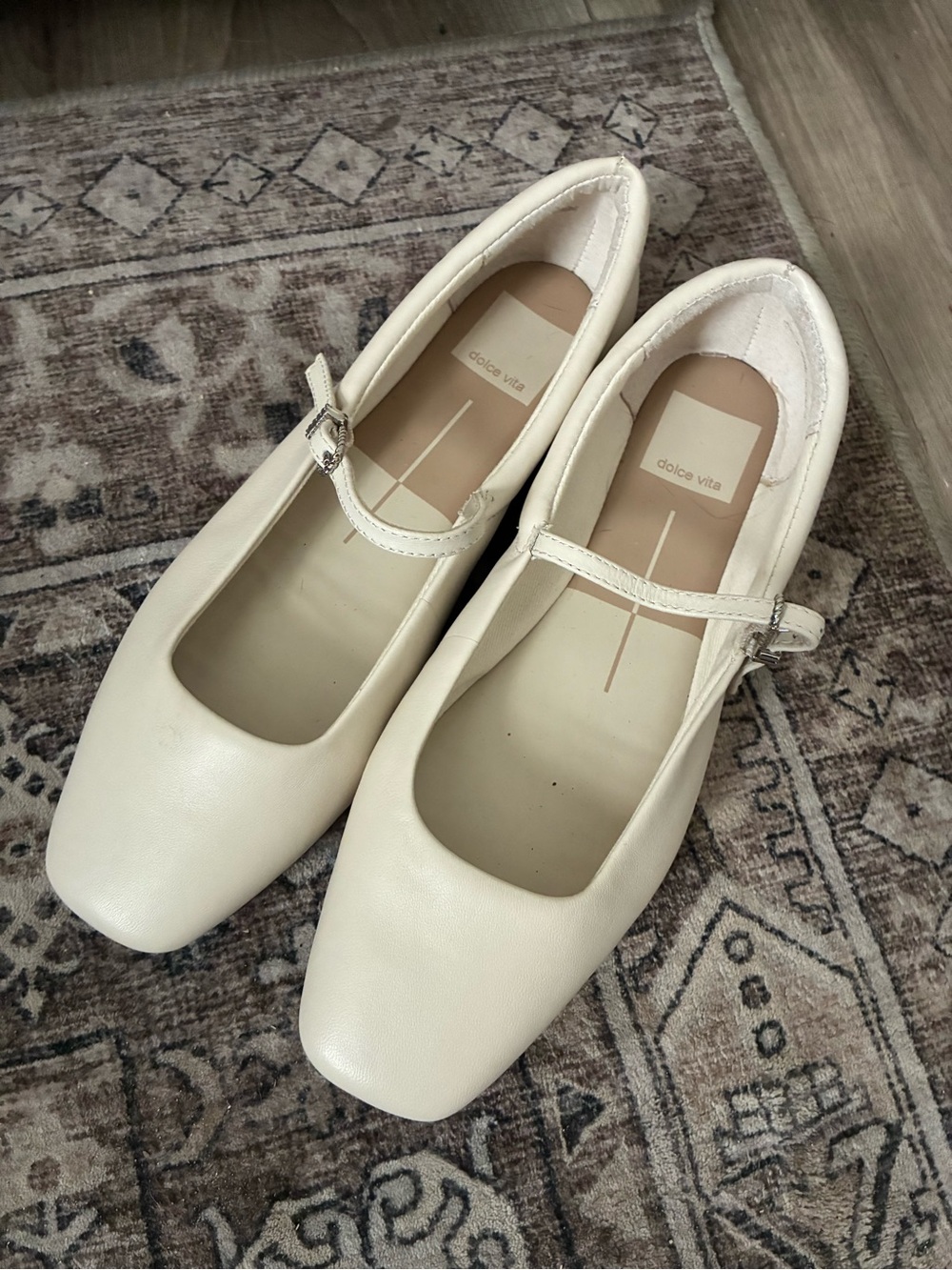 Dolce Vita Cream Mary Jane Flats with Buckle Strap